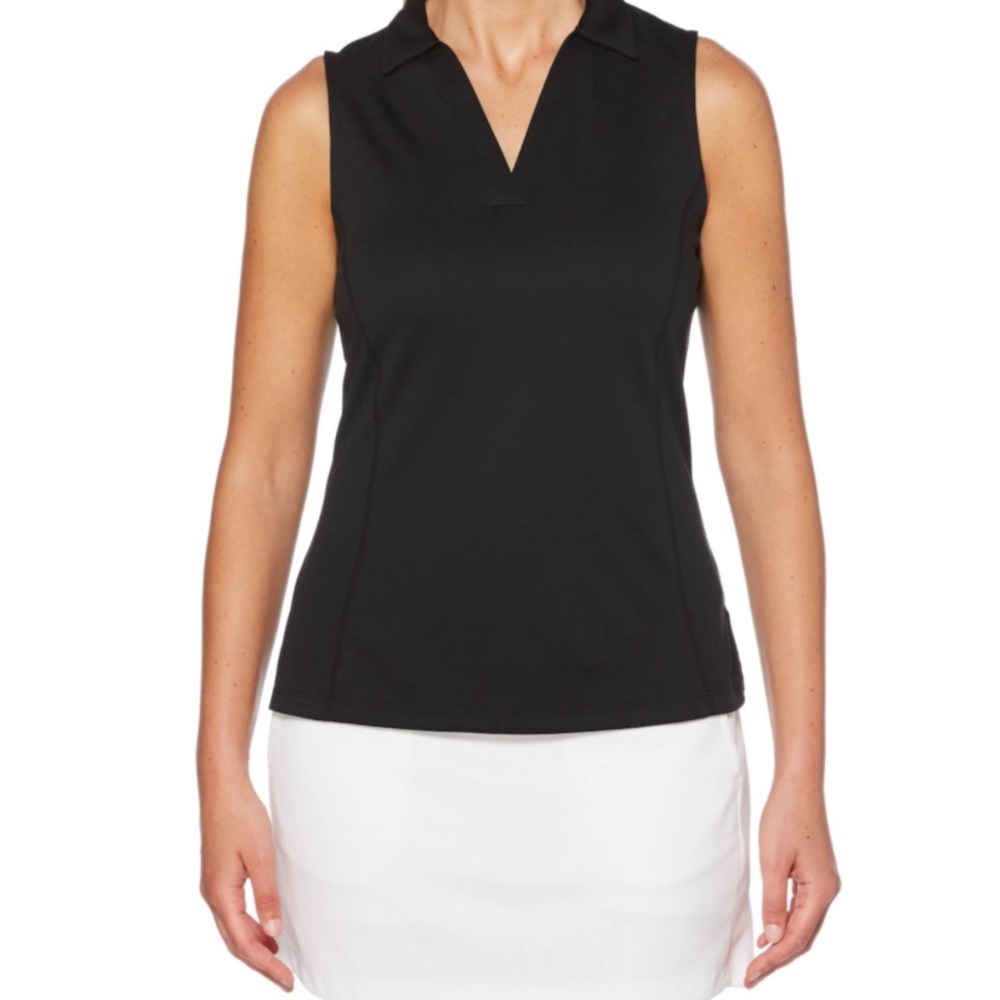NWT Womens Black Sleeveless Sporty Golf Shirt / Medium